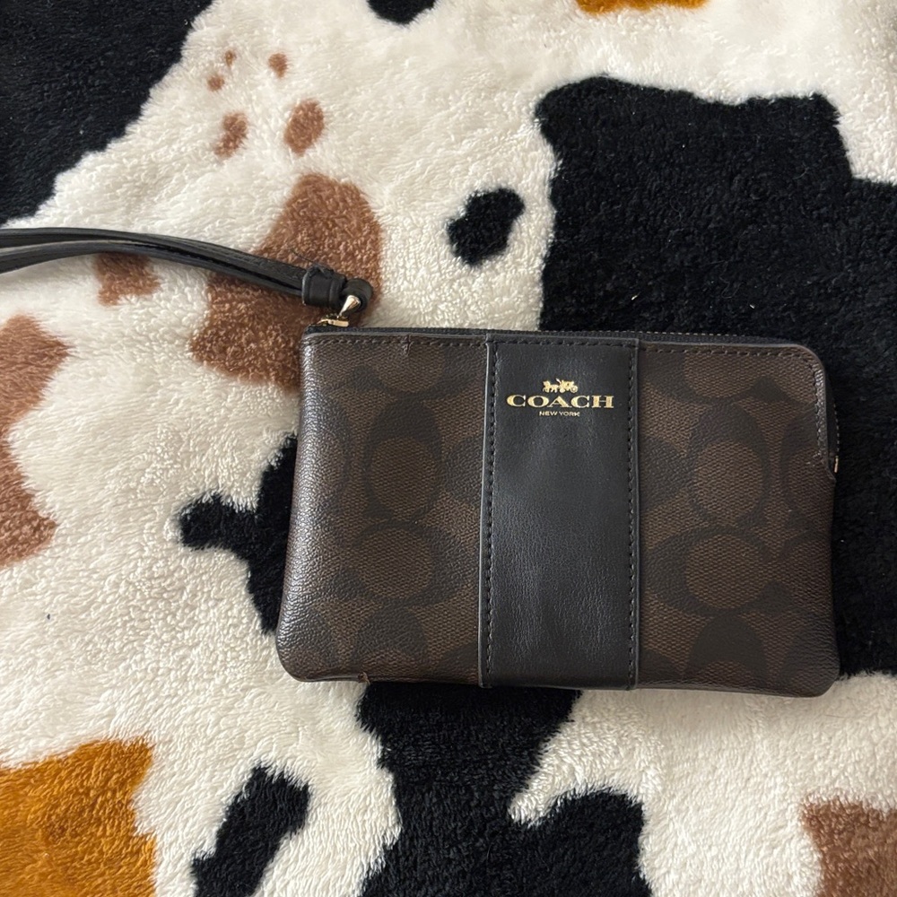 Coach Dark Brown and Black Wristlet